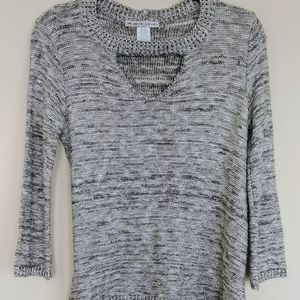 two-one-two new york black and white sweater